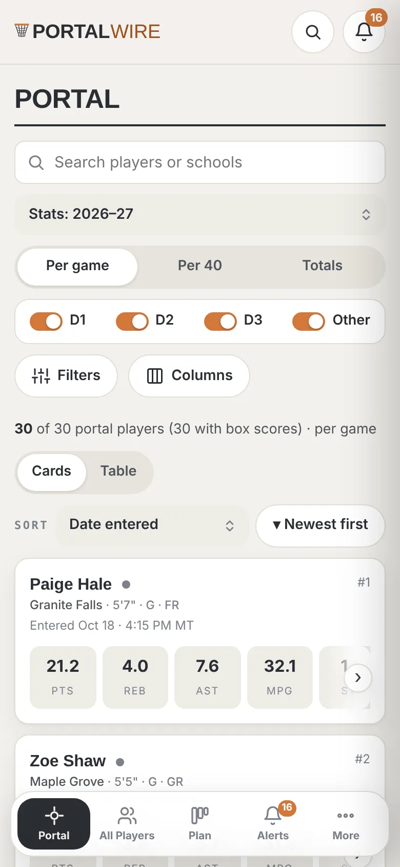 PortalWire live portal on a phone