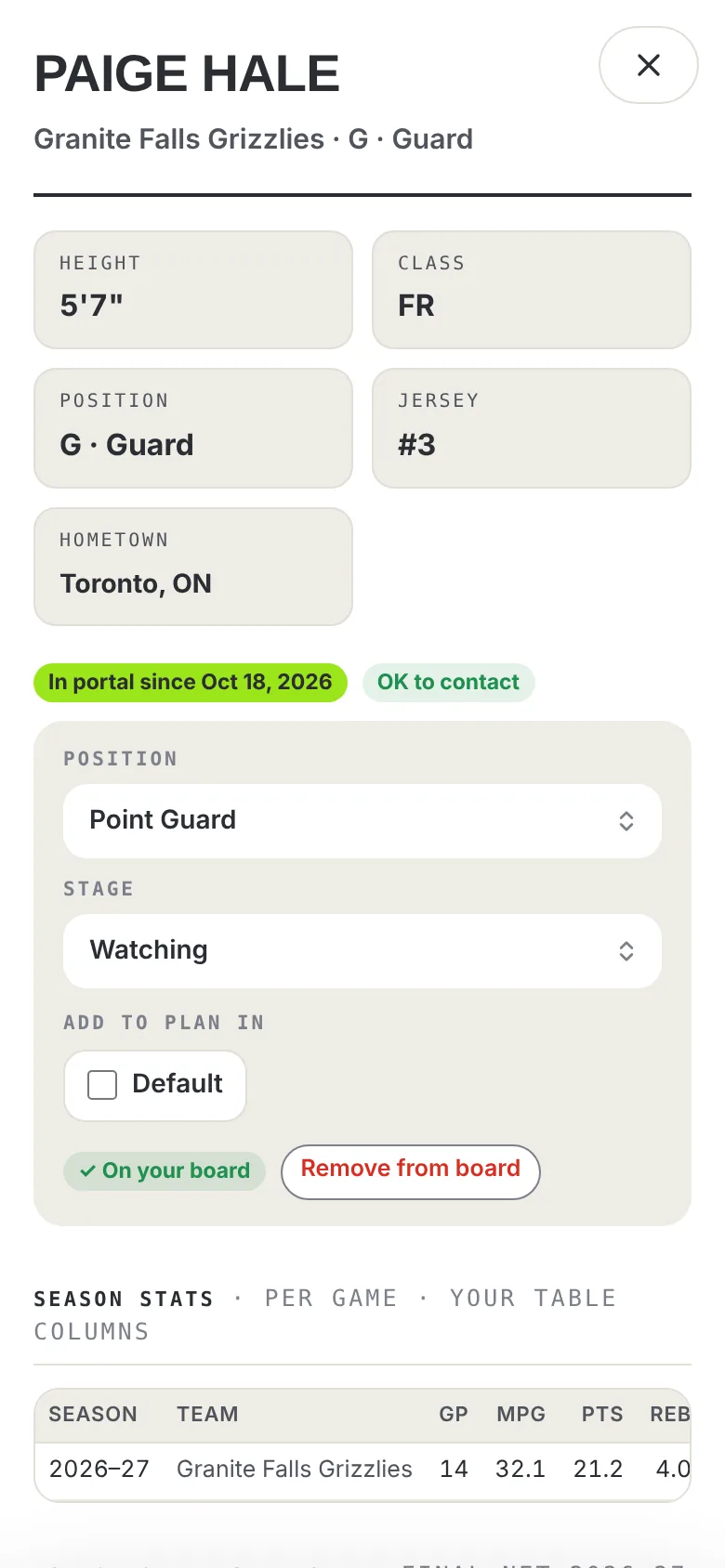 A portal player opened on a phone